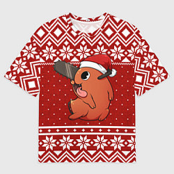 Футболка оверсайз мужская Почита новогодний свитер, цвет: 3D-принт