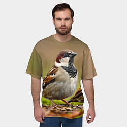 Футболка оверсайз мужская Воробей, цвет: 3D-принт — фото 2