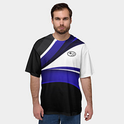 Футболка оверсайз мужская Субару - белая волна, цвет: 3D-принт — фото 2