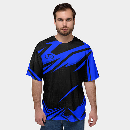 Мужская футболка оверсайз Субару - синий / 3D-принт – фото 3