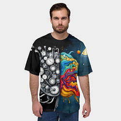 Футболка оверсайз мужская Креативный мозг, цвет: 3D-принт — фото 2