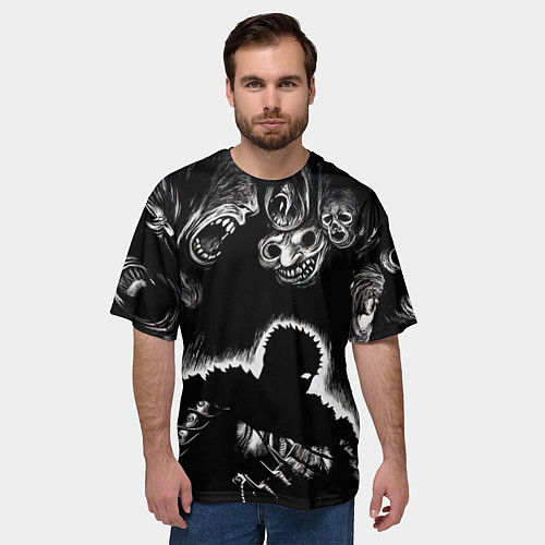 Мужская футболка оверсайз Guts in the dark / 3D-принт – фото 3