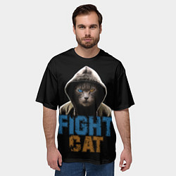 Футболка оверсайз мужская Бойцовский кот, цвет: 3D-принт — фото 2