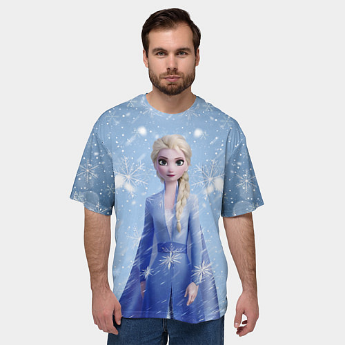 Мужская футболка оверсайз Королева Эльза из Холодного сердца / 3D-принт – фото 3