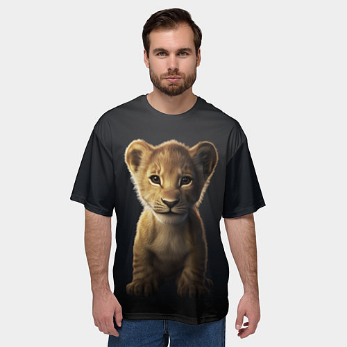 Мужская футболка оверсайз Львенок Муфаса / 3D-принт – фото 3