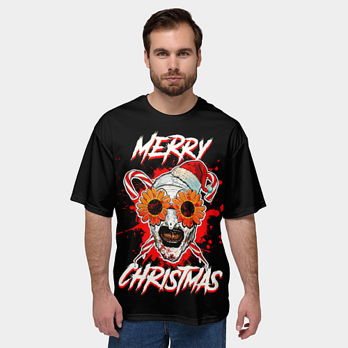 Мужская футболка оверсайз Merry Christmas Terrifier / 3D-принт – фото 3