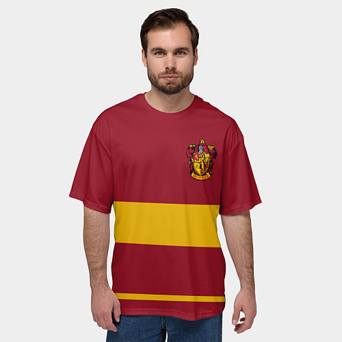 Мужская футболка оверсайз Гарри Поттер Гриффиндор / 3D-принт – фото 3