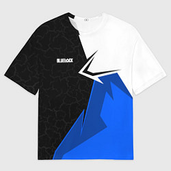 Футболка оверсайз мужская Блюлок - бело-синей спорт, цвет: 3D-принт