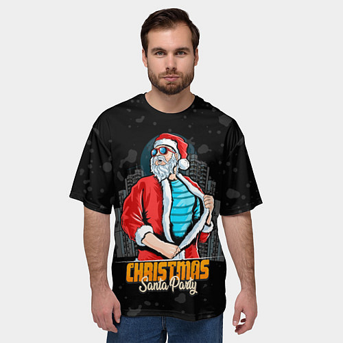Мужская футболка оверсайз Санта клаус пати / 3D-принт – фото 3