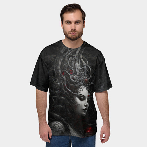 Мужская футболка оверсайз Биокибернетическая ведьма / 3D-принт – фото 3