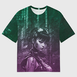 Футболка оверсайз мужская Азиатская девушка-андроид, цвет: 3D-принт