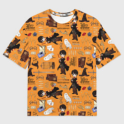 Мужская футболка оверсайз Гарри Поттер паттерн