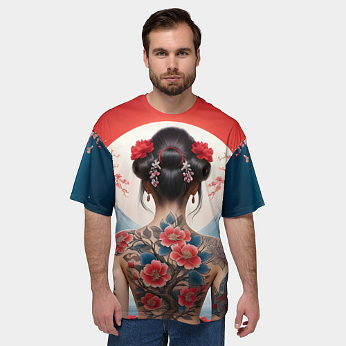 Мужская футболка оверсайз Девушка в татуировках / 3D-принт – фото 3