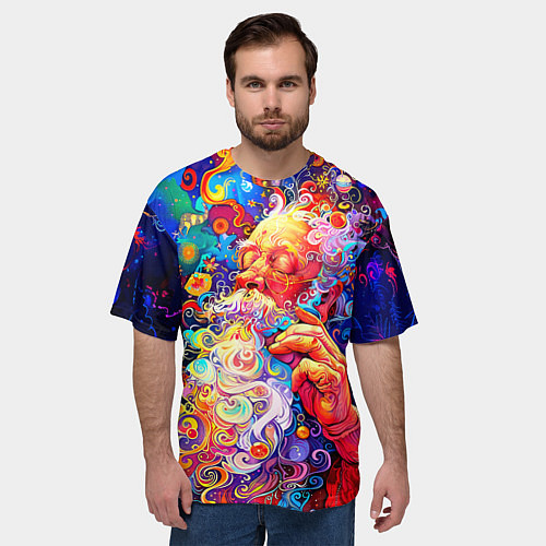 Мужская футболка оверсайз Santa Claus: pop-art modern pointillism / 3D-принт – фото 3