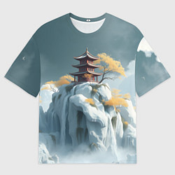 Футболка оверсайз мужская Японский снежный пейзаж, цвет: 3D-принт
