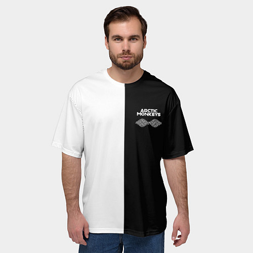 Мужская футболка оверсайз Arctic Monkeys - черное и белое / 3D-принт – фото 3