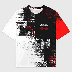 Мужская футболка оверсайз Arctic Monkeys - Красные и белые помехи