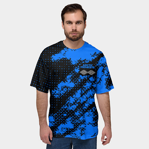 Мужская футболка оверсайз Arctic Monkeys - Синий камуфляж / 3D-принт – фото 3