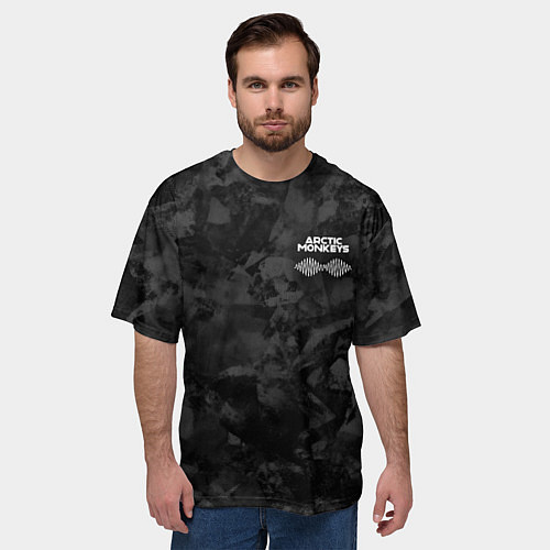Мужская футболка оверсайз Arctic Monkeys - серый тайдай / 3D-принт – фото 3