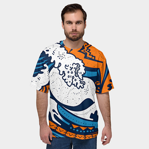 Мужская футболка оверсайз Современная японская абстракция / 3D-принт – фото 3