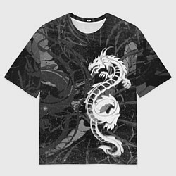 Футболка оверсайз мужская Белый трайбл дракон, цвет: 3D-принт