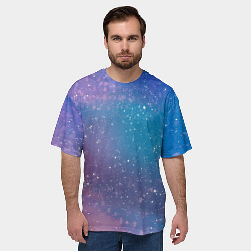 Мужская футболка оверсайз Winter falls gradient / 3D-принт – фото 3