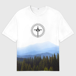 Футболка оверсайз мужская 30 Seconds to Mars - лес и горы, цвет: 3D-принт