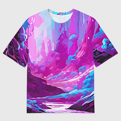Футболка оверсайз мужская Фиолетовая кислотная абстракция, цвет: 3D-принт