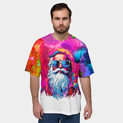 Футболка оверсайз мужская Дед мороз красочный хипстер, цвет: 3D-принт — фото 2
