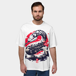 Футболка оверсайз мужская Змея и иероглифы, цвет: 3D-принт — фото 2