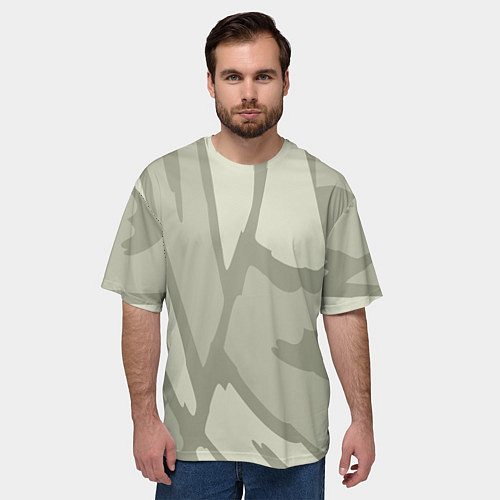 Мужская футболка оверсайз Серо-зеленая абстрактная текстура / 3D-принт – фото 3