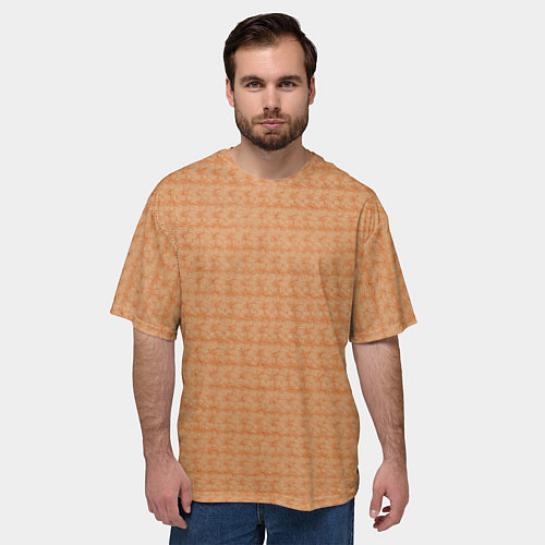 Мужская футболка оверсайз Персиковый пух / 3D-принт – фото 3