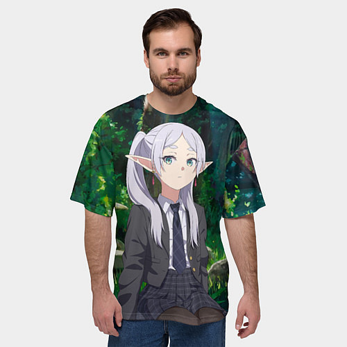Мужская футболка оверсайз Фрирен в летнем лесу / 3D-принт – фото 3