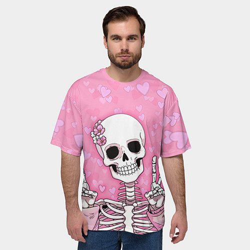 Мужская футболка оверсайз Скелет-милашка / 3D-принт – фото 3