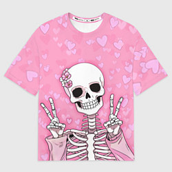 Футболка оверсайз мужская Скелет-милашка, цвет: 3D-принт