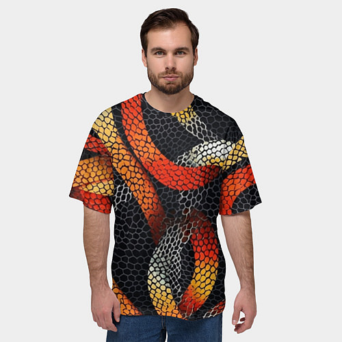 Мужская футболка оверсайз В змеях / 3D-принт – фото 3