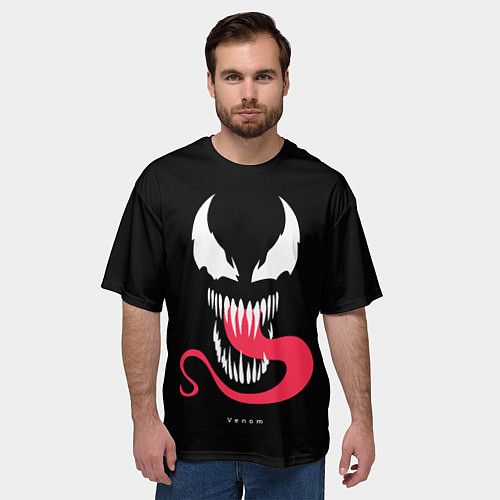 Мужская футболка оверсайз Веном с языком / 3D-принт – фото 3
