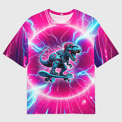 Футболка оверсайз мужская Cyber tyrannosaurus is a cool skateboarder, цвет: 3D-принт