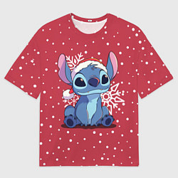 Футболка оверсайз мужская Новогодний Стич, цвет: 3D-принт