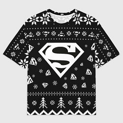 Футболка оверсайз мужская Супермен новогодний, цвет: 3D-принт
