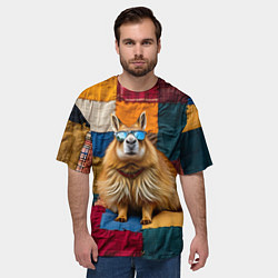 Футболка оверсайз мужская Яркий пэчворк с капибарой, цвет: 3D-принт — фото 2
