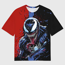 Футболка оверсайз мужская Веном черно красный, цвет: 3D-принт