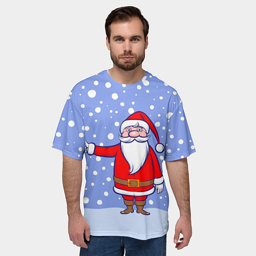 Мужская футболка оверсайз Удивленный Санта Клаус / 3D-принт – фото 3
