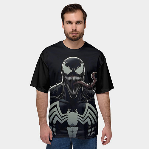 Мужская футболка оверсайз Веном - черная смерть / 3D-принт – фото 3