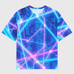 Футболка оверсайз мужская Неоновые провода, цвет: 3D-принт