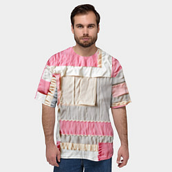 Футболка оверсайз мужская Розовый пэчворк, цвет: 3D-принт — фото 2
