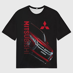 Футболка оверсайз мужская Mitsubishi логотип, цвет: 3D-принт