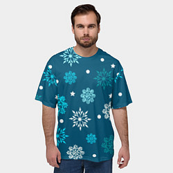 Футболка оверсайз мужская Резные снежинки, цвет: 3D-принт — фото 2