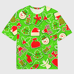 Мужская футболка оверсайз Новогоднее настроение паттерн