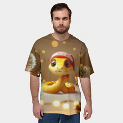 Футболка оверсайз мужская Желтая праздничная змейка, цвет: 3D-принт — фото 2